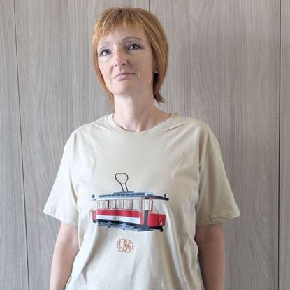 Obrázek Triko béžové s motivem TRAMVAJ